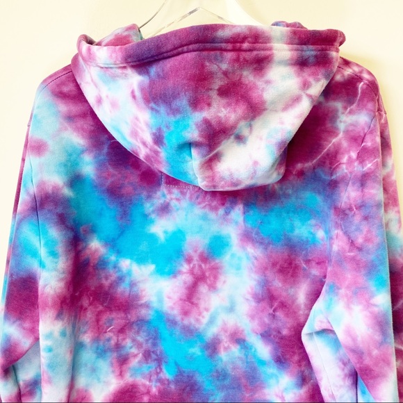 AVIATOR NATION Tie Dye Zip Up Hoodie turquoise purple XL unisex sweatshirt - Picture 9 of 11